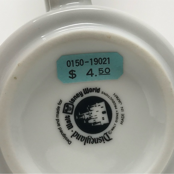 Vintage Disneyland Walt Disney World Bambi Thumper Flower Owl Mug Blue Rim - Picture 9 of 9